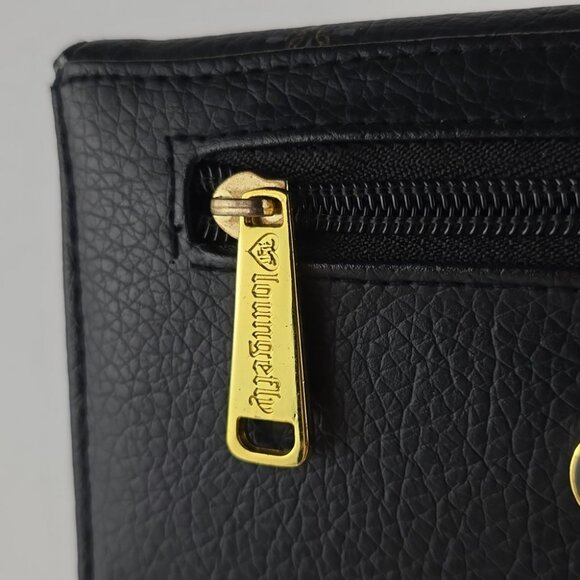 Loungefly Sugar Skull Day of the Dead Trifold Faux Leather Wallet Gold Interior - Picture 9 of 16